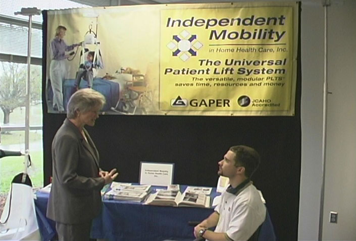 A Client talks to a representative from Independent Mobility
